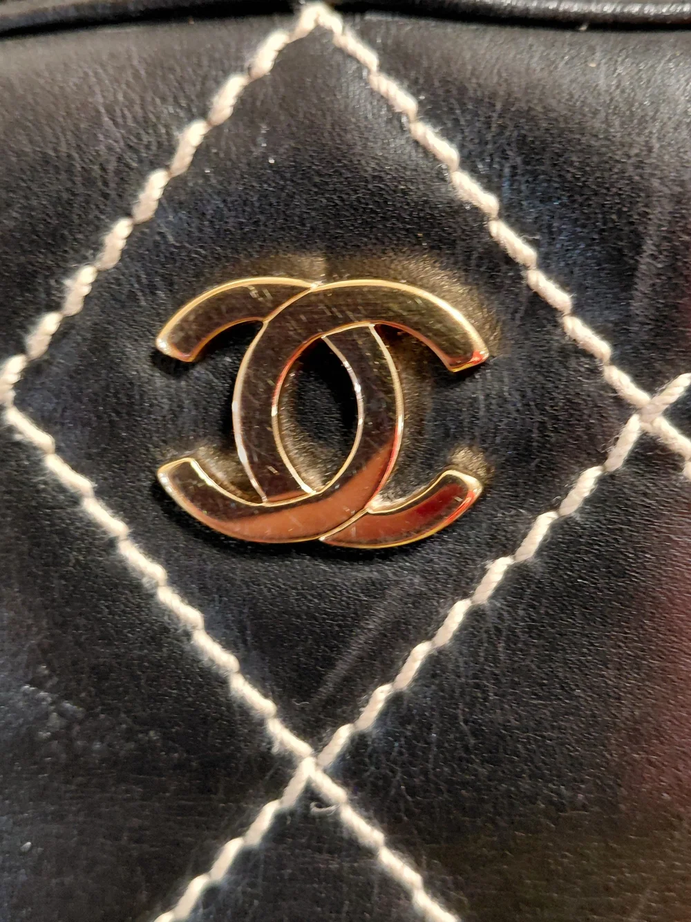 Vintage CHANEL Wild Stitch Bowler Bag Black Quilted Calfskin Leather!